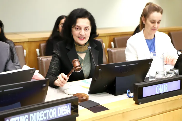 India's Permanent Representative to the UN Ruchira Kamboj holding the gavel