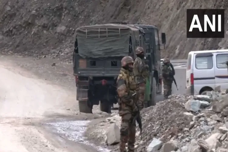 Army men keeping a close watch at the terror attack spot