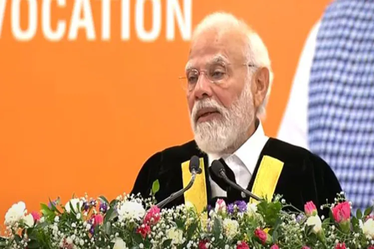 Prime Minister Narendra Modi addressing students at the 38th convocation ceremony of Bharathidasan University