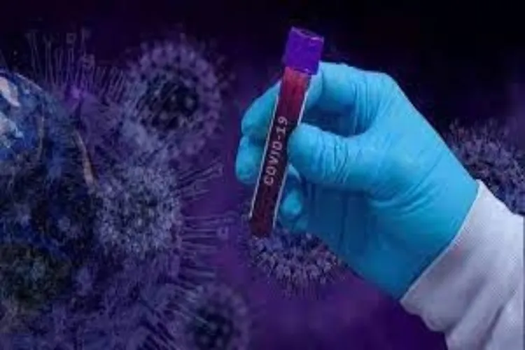 Representational image of COVID 19 virus and a sample 