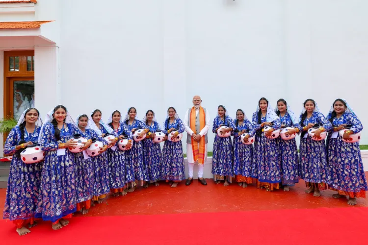 Prime Minister Narendra Modi with local women at Lakshadweep