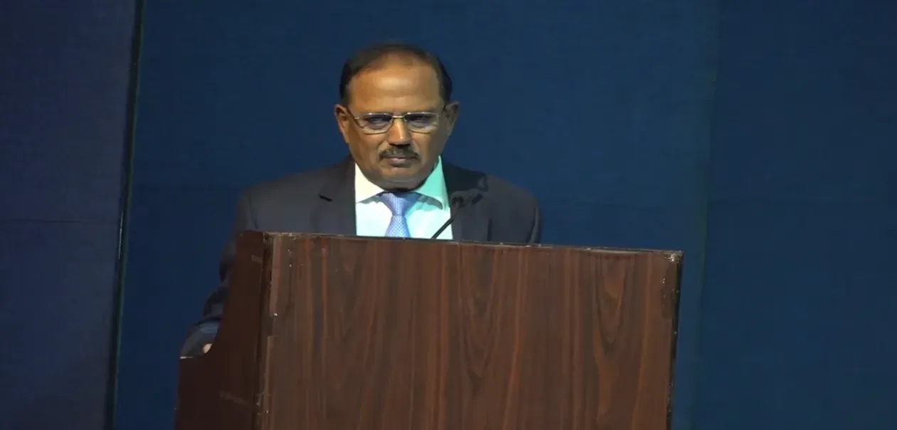 National Security Advisor Ajit Doval addressing a gathering in New Delhi