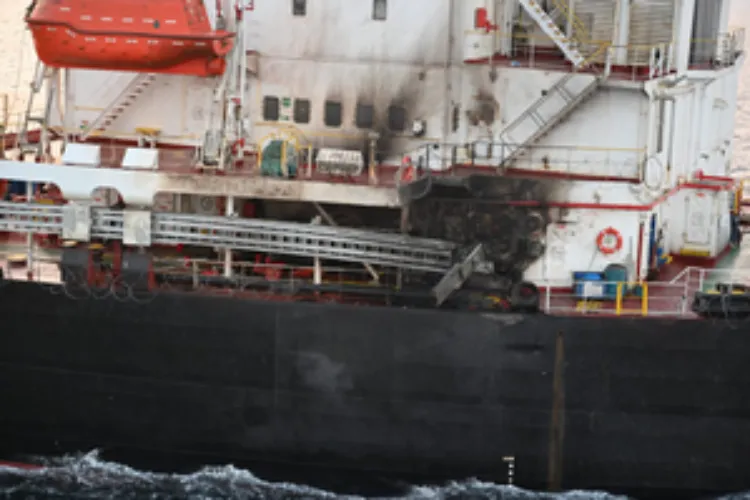 The cargo vehicle rescued by the Indian Navy in the Gulf of Aden