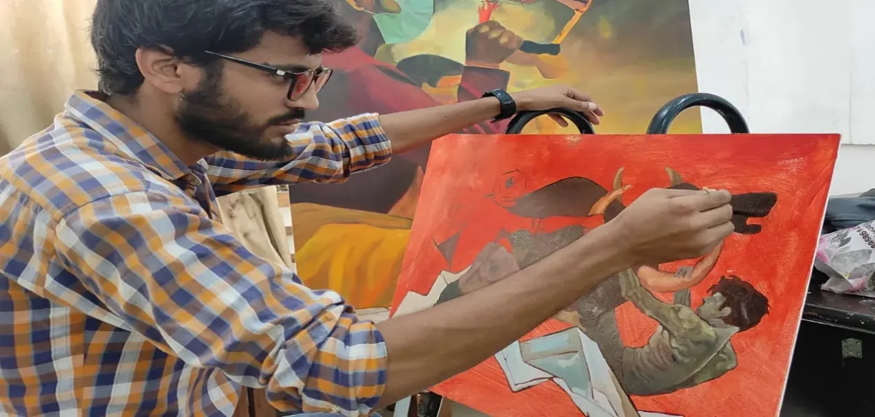 Juber Ahmed busy with his work