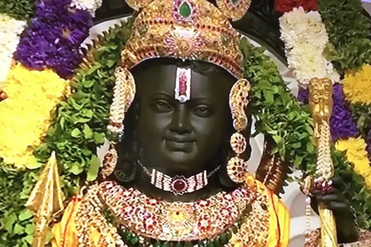 The idol of Ram Lalla unveiled after Pran Pratishtha at Shri Ram Janambhoomi Mandir of Ayodhya