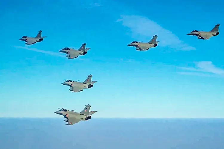 Raffaele jets of the IAF flying past the dias