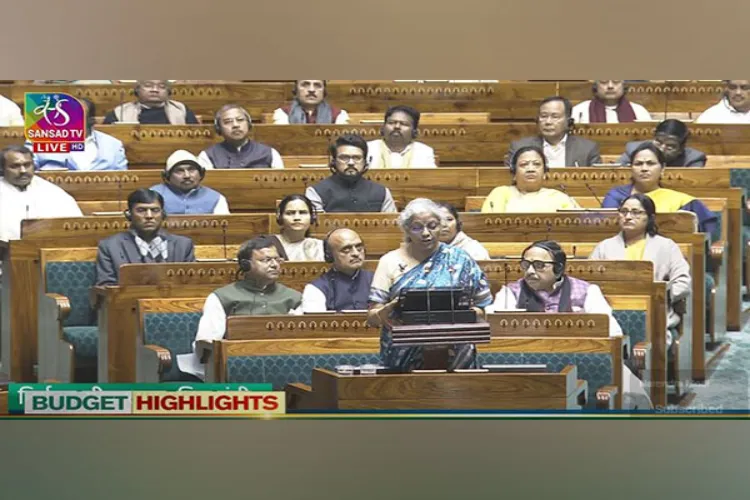Finance Minister Nirmala Sitharaman delivering the Budget speech in Parliament