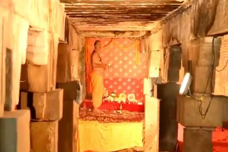 Aarti being offered in the basement of the Gyanvapi mosque in Varanasi on Wednesday night