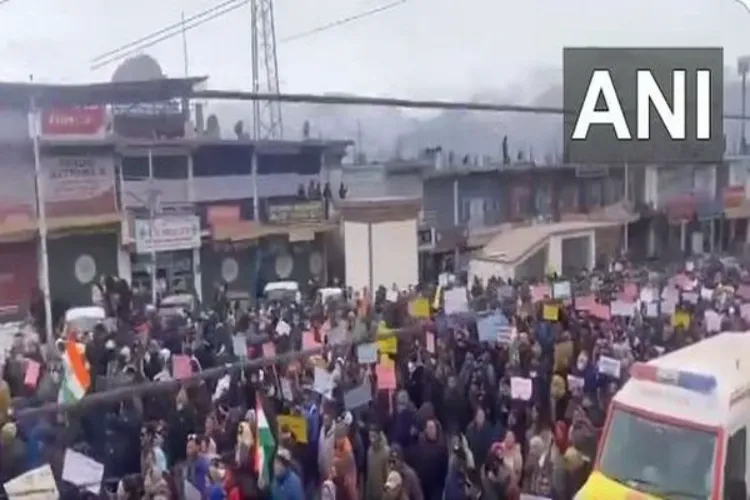 Thousands of people marched in Leh to demand statehood for Ladakh