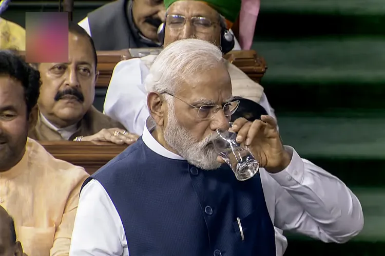 Prime Minister Narendra Modi speaking on the budget in Lok Sabha