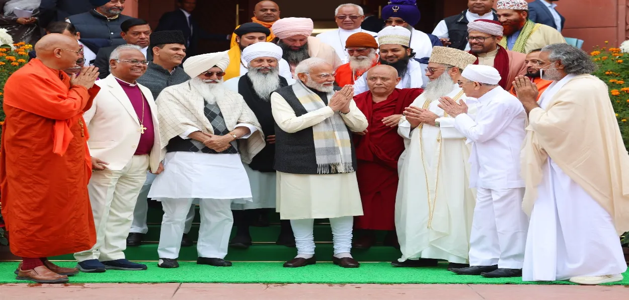 Prime Minister Narendra Modi meeting religious and spiritual leaders 