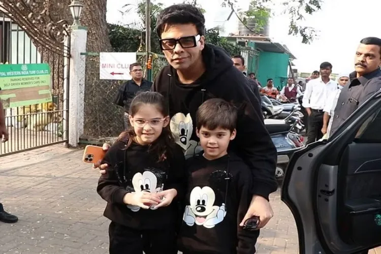 Karan Johar with his childen, Ruhi and Yash