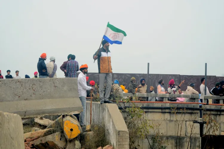 Farmers at the Singhu border