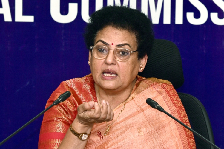 NCW Chief Rekha Sharma speaking to the media before leaving for West Bengal