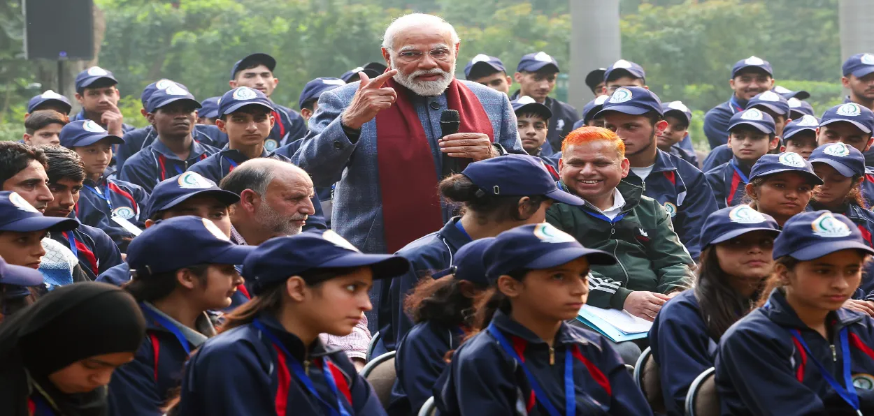 Prime Minister Narendra Modi interacting with kashmiri students during their visit to Delhi (File)