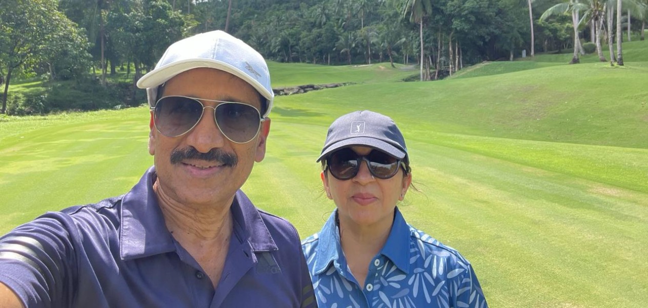 Faryal Shadab with her husband Dr Shadab Mehmood at Noida Golf Course