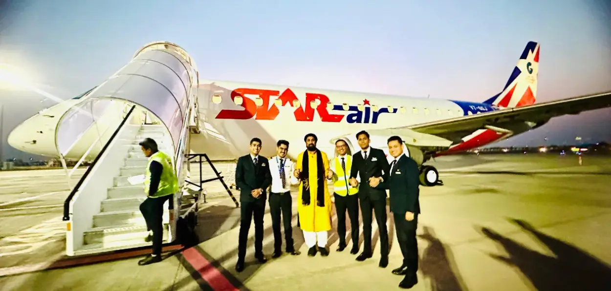 Syed Salman Chishty with crew an staff of Star Air