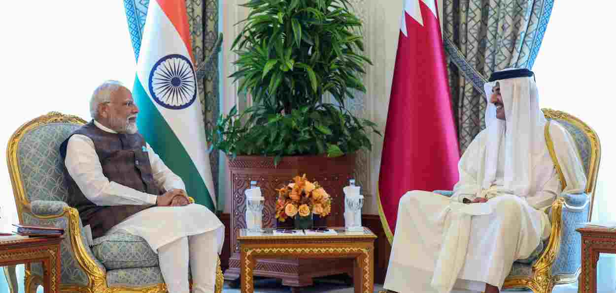 Prime Minister Narendra Modi with Emir of Qatar  Tamim bin Hamad Al Thani