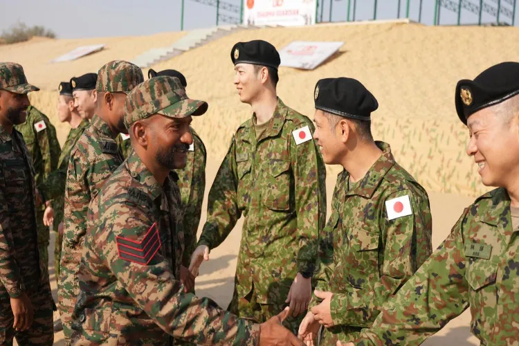  Camaraderie between troops of India and Japan during the India Japan military exercise