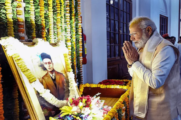 Prime Minister Narendra Modi paid homage to freedom fighter Veer Savarkar 