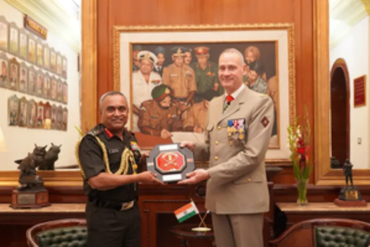 Indian Army Chief General Manoj Pande  with France's Chief of Army Staff General Pierre Schill