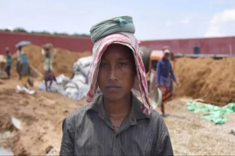 A migrant labourer at a construction site in India