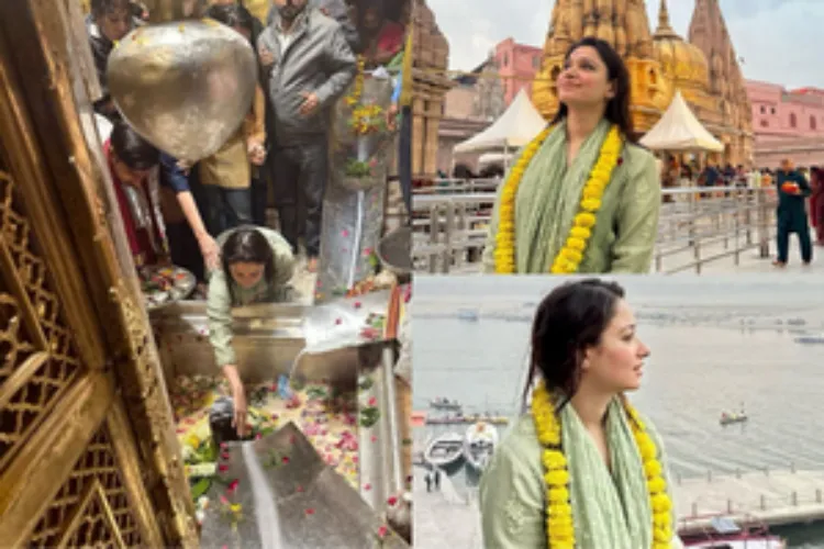 Actress Tamannaah Bhatia at the  Kashi Vishwanath Temple in Varanasi