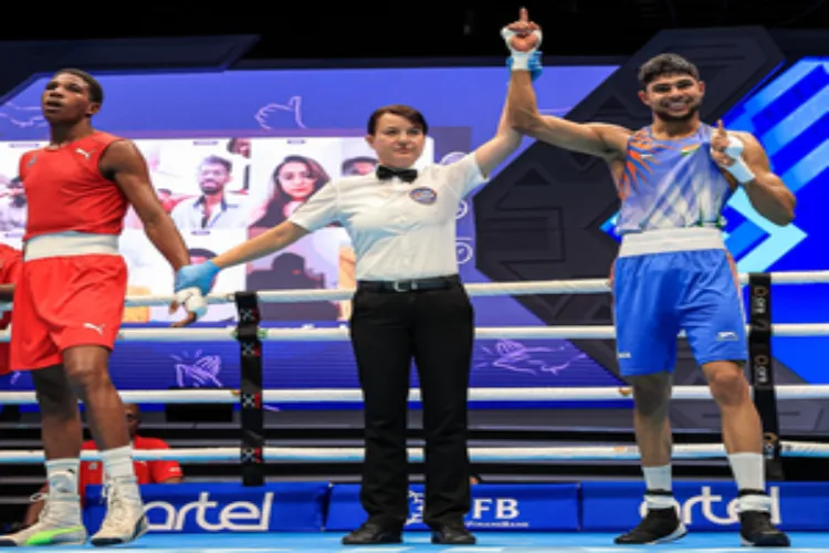 World Championships bronze medalist Nishant Dev at the first World Olympic Boxing Qualifier