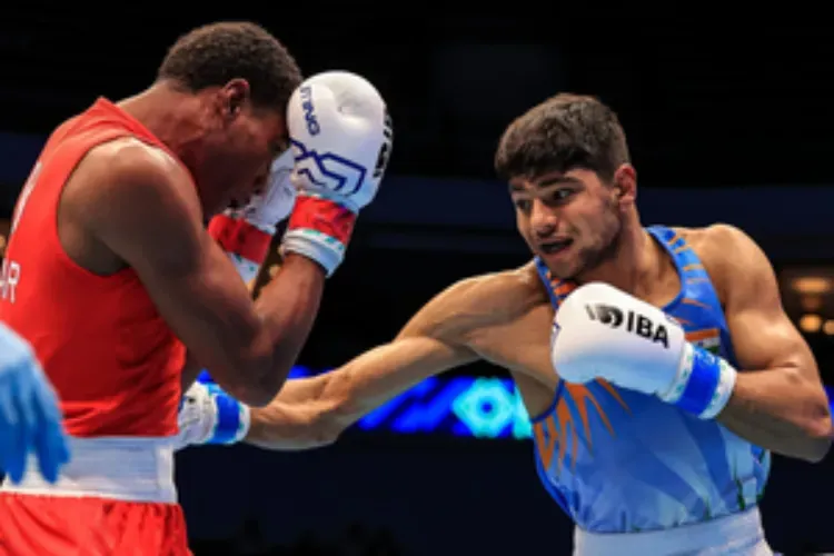 Indian boxer Nishant Dev in action in Italy