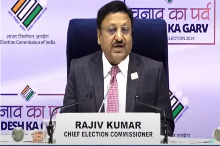 Chief Election Commissioner, Rajiv Kumar addressing the media on Saturday