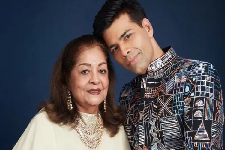 Karan Johar with his mother Hiroo Johar 