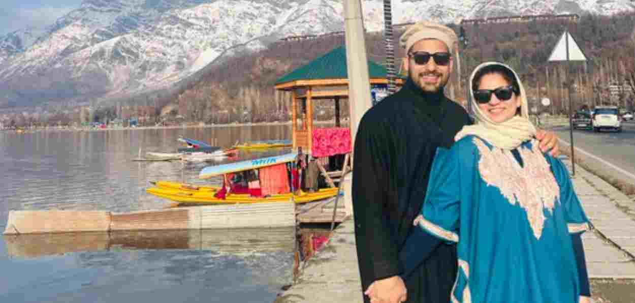 Ruwa Altaf aka Ruwa Shah with her husband in Srinagar (Photo Courtesy: X handle of Ruwa Shah)