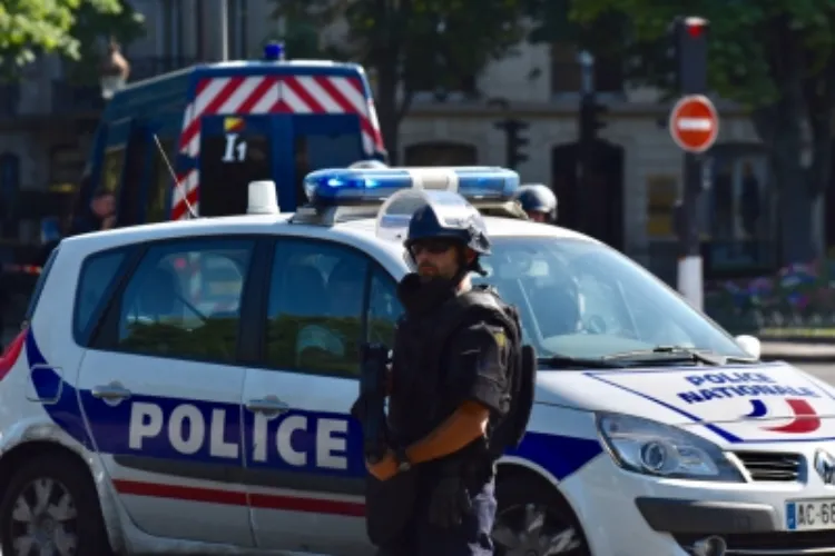 A French policeman keeping vigil in France