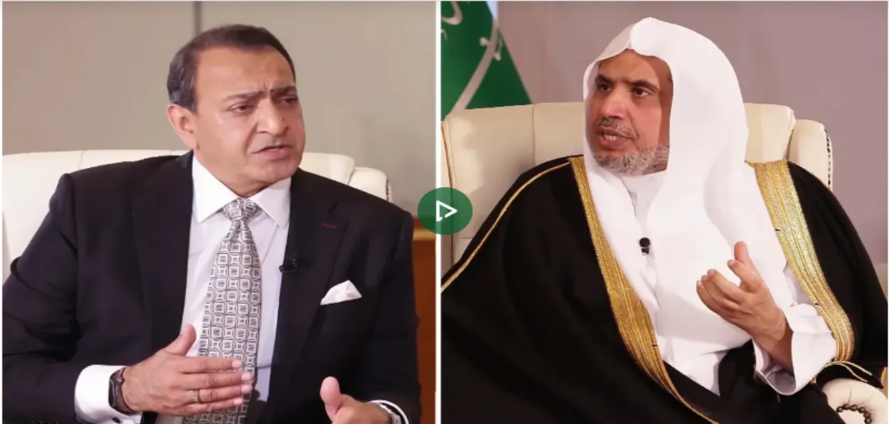 Secretary-General of the Muslim World League, Dr. Sheikh Mohammed Al-Issa and Riz Khan (Left)