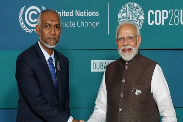 Prime Minister Narendra Modi with Maldives President Mohamed Muizzu