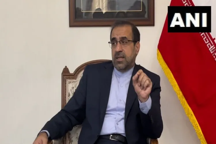  Iran's Ambassador to India Iraj Elahi making a point