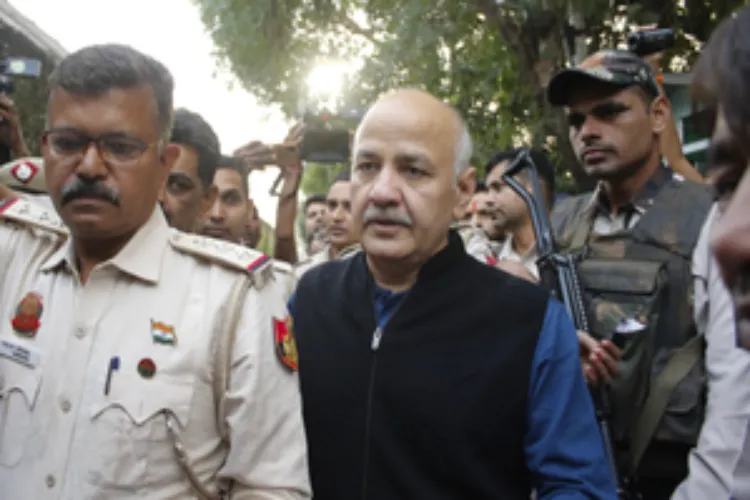 AAP leader and former deputy chief minister Manish Sisodia coming out of a Delhi court