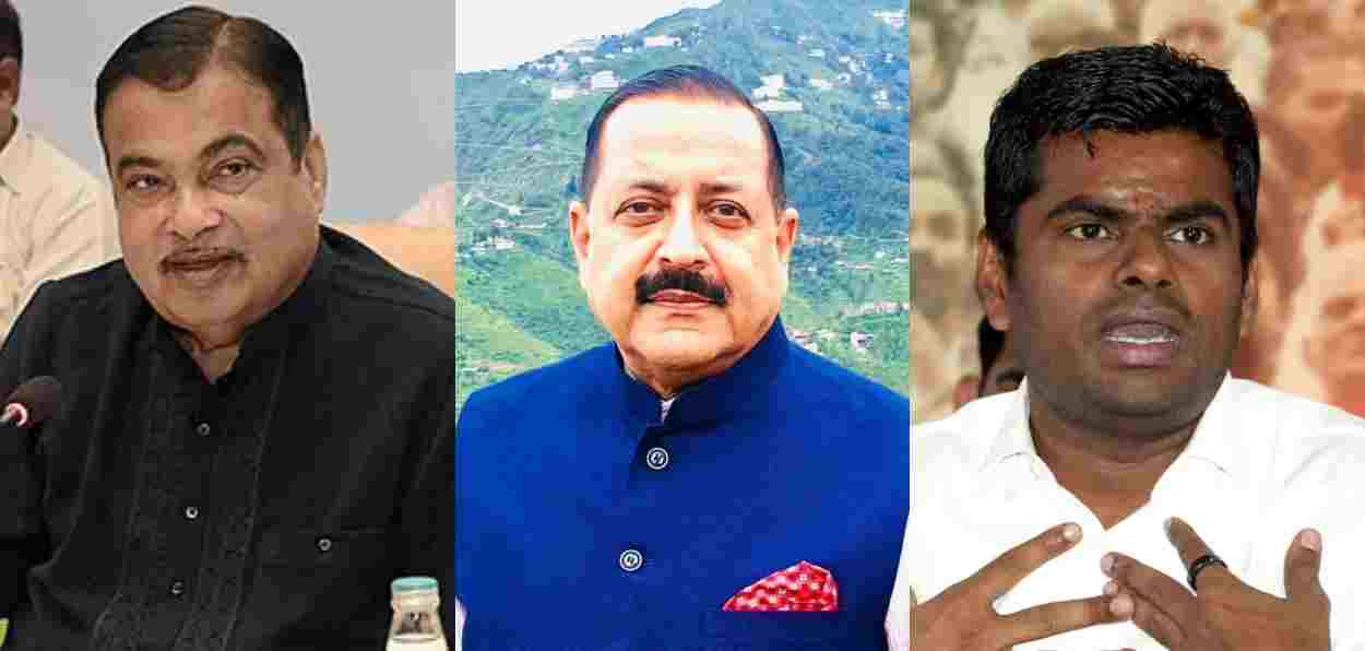 BJP candidates Nitin Gadkari, Dr Jitendra Singh and K Annanalai