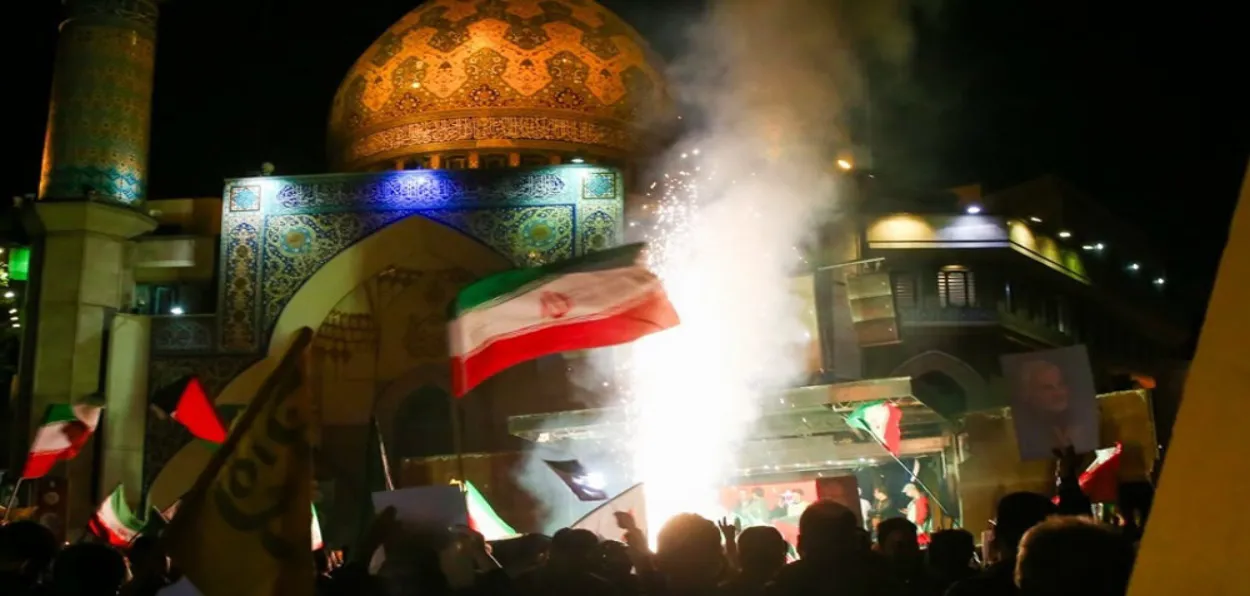 Celebrations erupt in Tehran as Iran showered some 300 drone missiles on Israel (Courtesy:Tehran Times)
