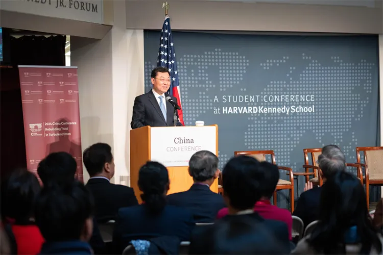 Chinese Ambassador to the USXie Feng delivers a speech