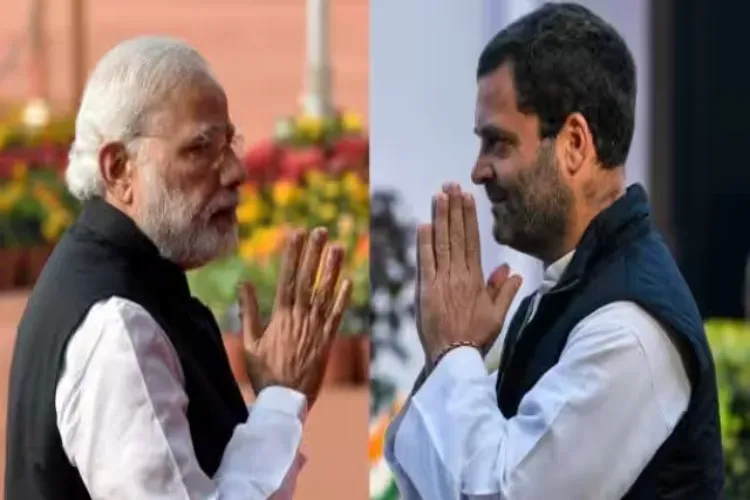 Prime Minister Narendra Modi with Congress leader Rahul Gandhi