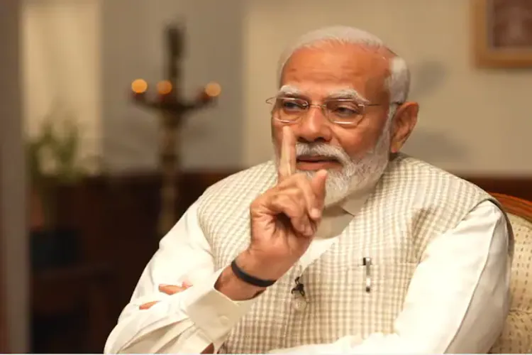 Prime Minister Narendra Modi making a point during an interview 