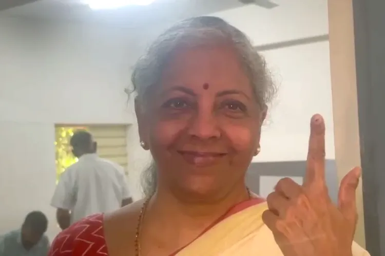 Finanace Minister Nirmala Sitharaman after casting her vote in the Lok Sabha elections
