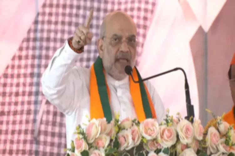 Union Home Minister Amit Shah addressing a rally at Katwa in East Burdwan district