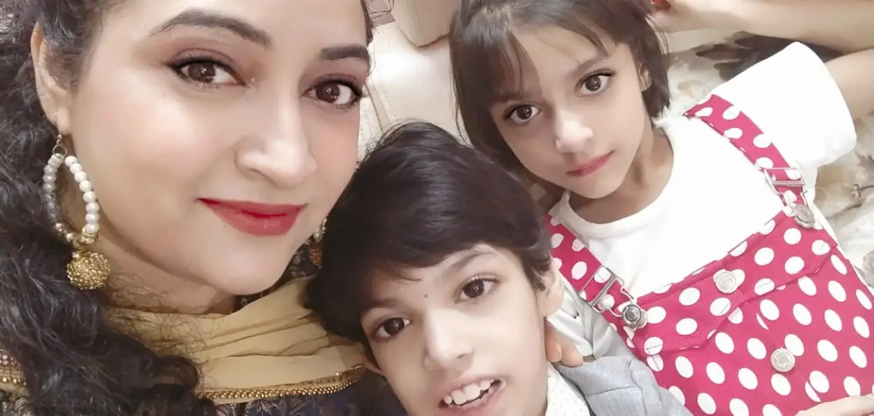 Alia Mariam with her son Ayaan and daughter