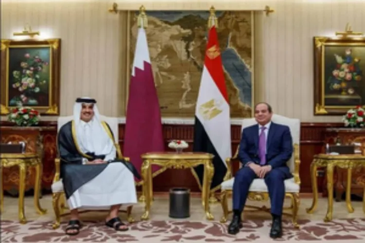  Emir of Qatar Sheikh Tamim Bin Hamad Al Thani and Egyptian President Abdel-Fattah al-Sisi