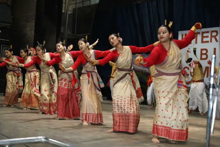 Students of Don Bosco celebrating Rongali Bihu