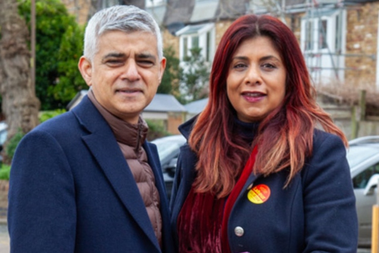 Sadiq Khan with Labour leader Marina Ahmad