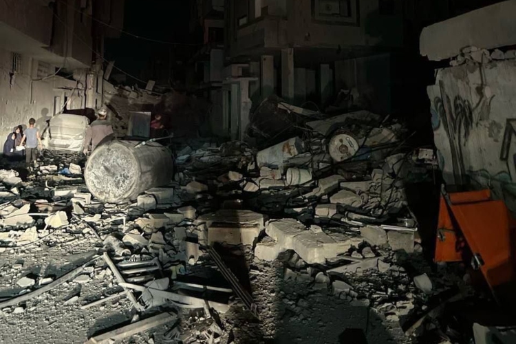 A Gaza street soon after Israeli airstrike (Times of Gaza X)