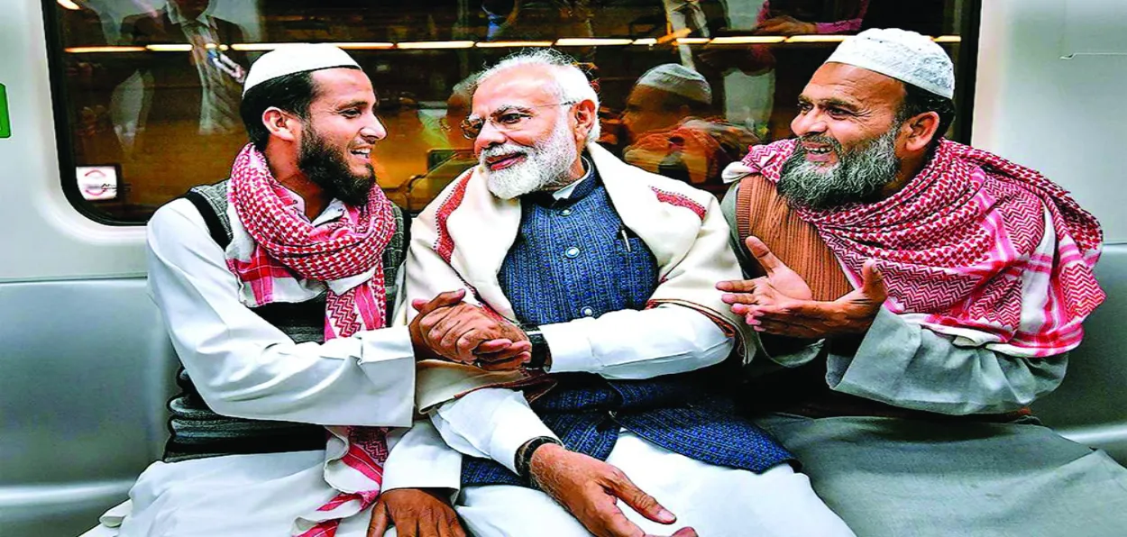 Prime Minister Narendra Modi with Muslims (File)